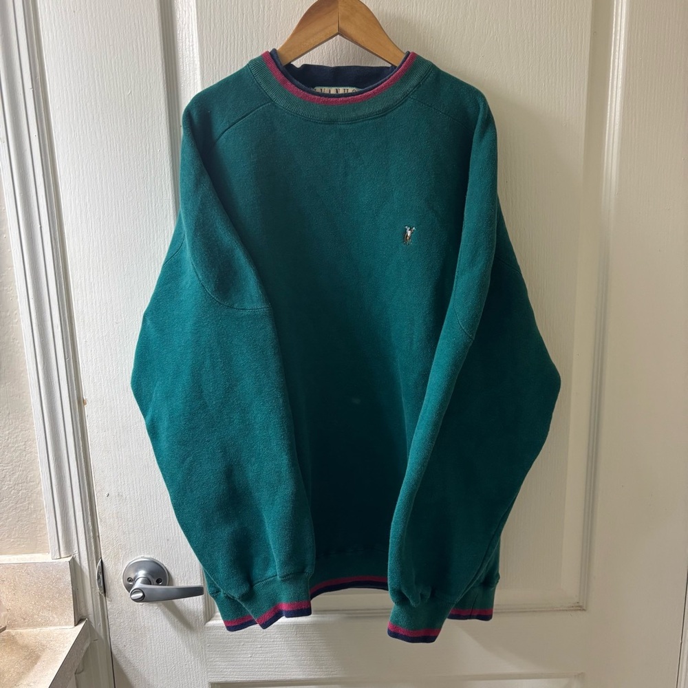 Ivnhoe Teal Crewneck with Pink & Navy Trim